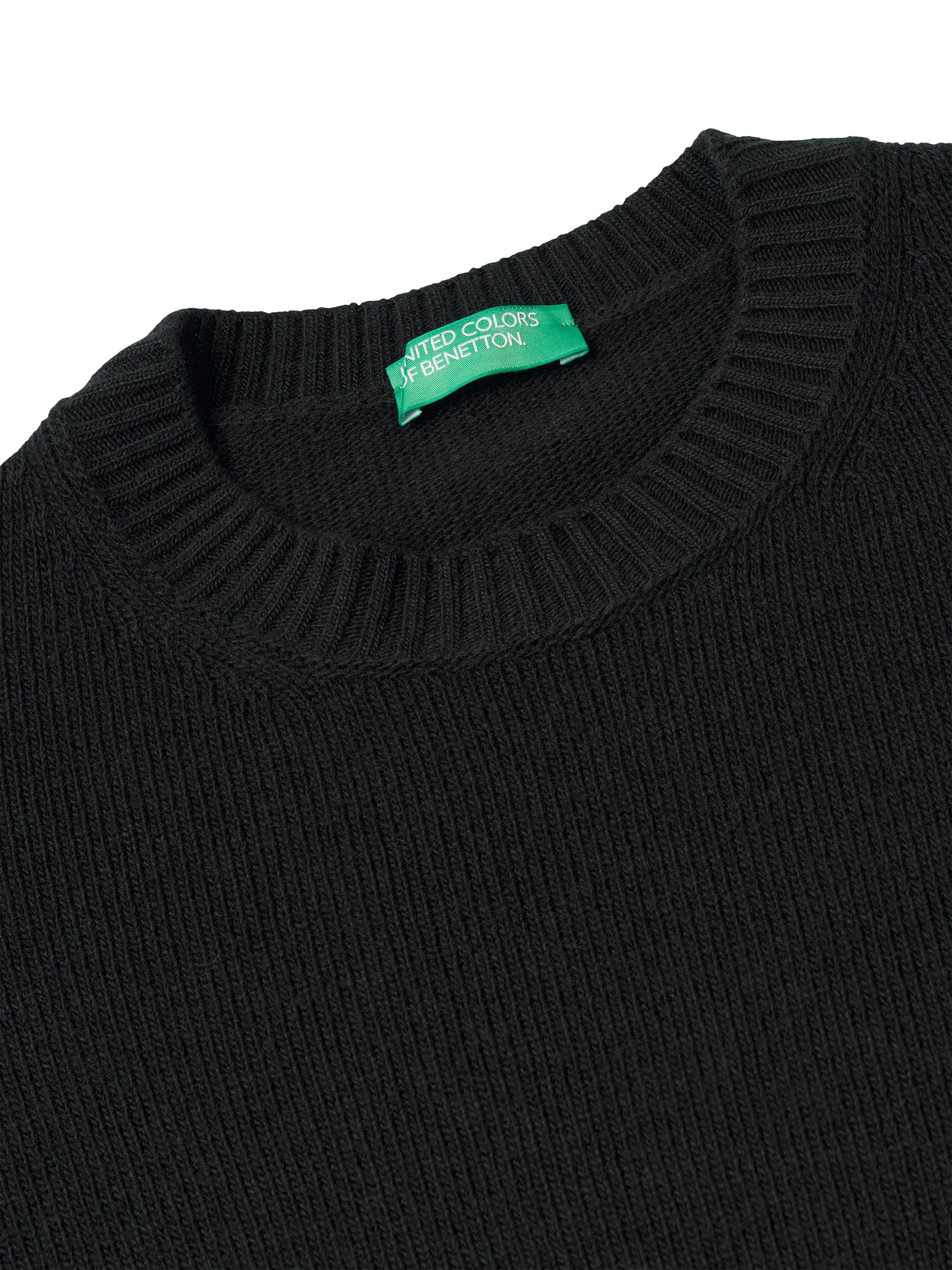 Product image 6 of 6, which shows Benetton Crew Neck Jumper, Black, XS