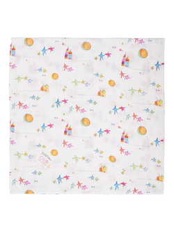 From Babies with Love Organic Baby Swaddling Shawl, White/Multi - view 2, White/Multi