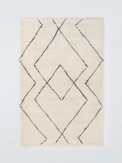 John Lewis Riad Diamond Berber Hand Tufted Pure Wool Rug, White Ivory, White Ivory