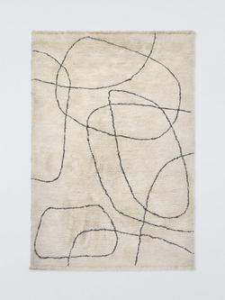 John Lewis Scribble Berber Pure Wool Rug, White Ivory, White Ivory