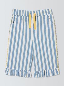 John Lewis Baby Cotton Poplin Stripe Trousers, Blue, Blue