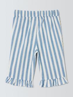 John Lewis Baby Cotton Poplin Stripe Trousers, Blue - view 2, Blue