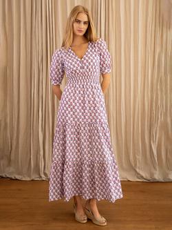 Aspiga Billie Floral Tea Dress, White/Pink, White/Pink