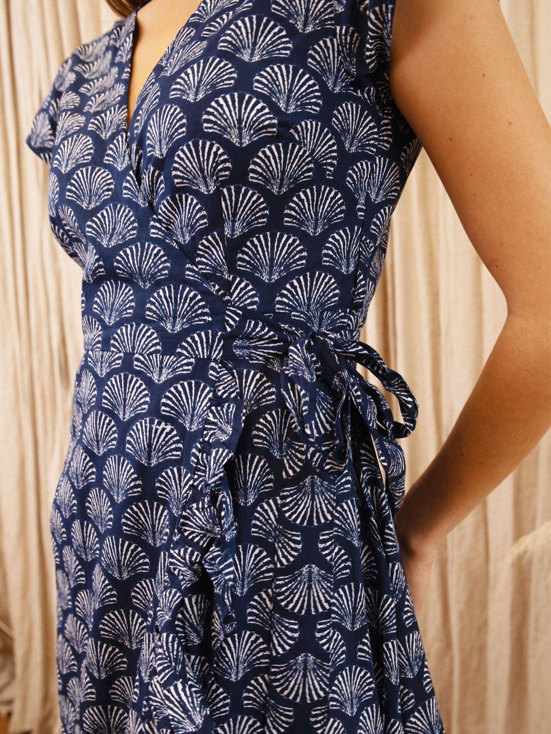 Product image 3 of 5, which shows Aspiga Demi Geometric Wrap Dress, Navy, XS