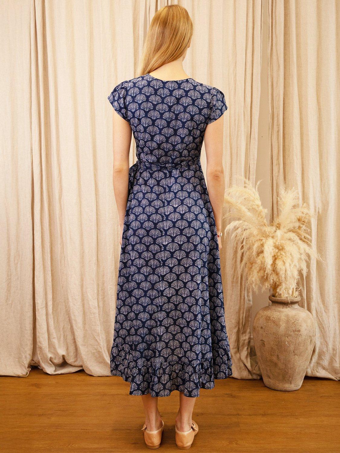 Product image 4 of 5, which shows Aspiga Demi Geometric Wrap Dress, Navy, XS