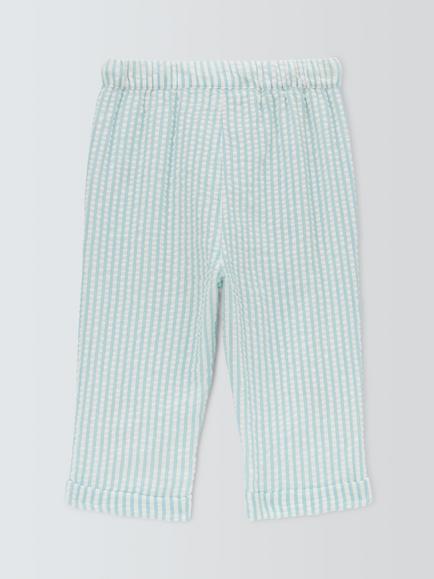John Lewis Baby Lobster Seersucker Stripe Trousers, Blue - view 2, Blue