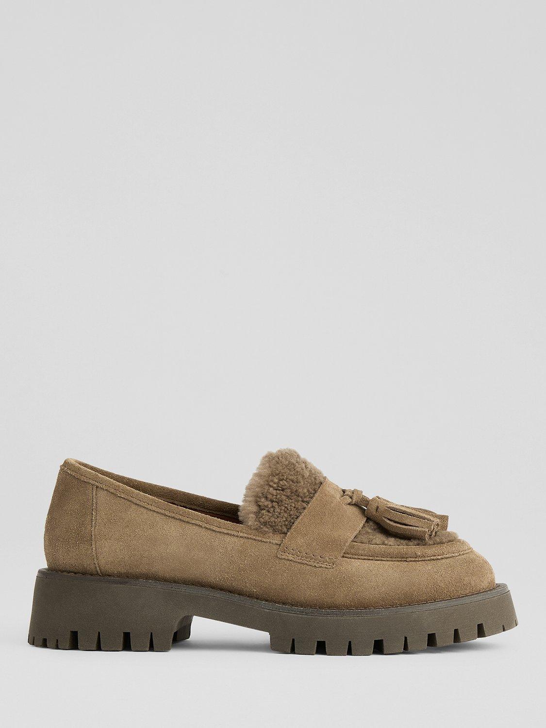 Product image 1 of 4, which shows L.K.Bennett Shirley Suede Loafers, Mushroom, 5