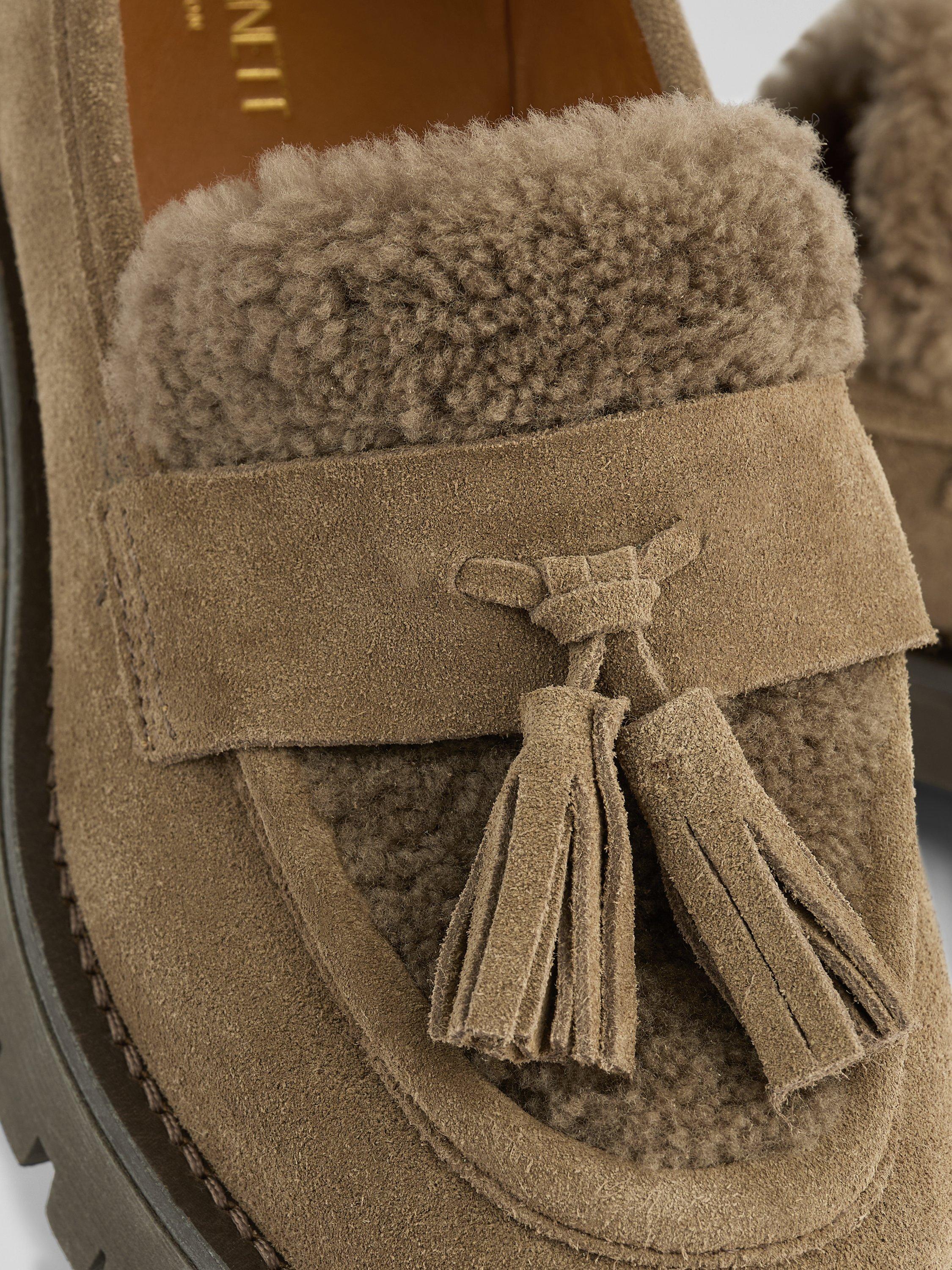 Product image 3 of 4, which shows L.K.Bennett Shirley Suede Loafers, Mushroom, 5
