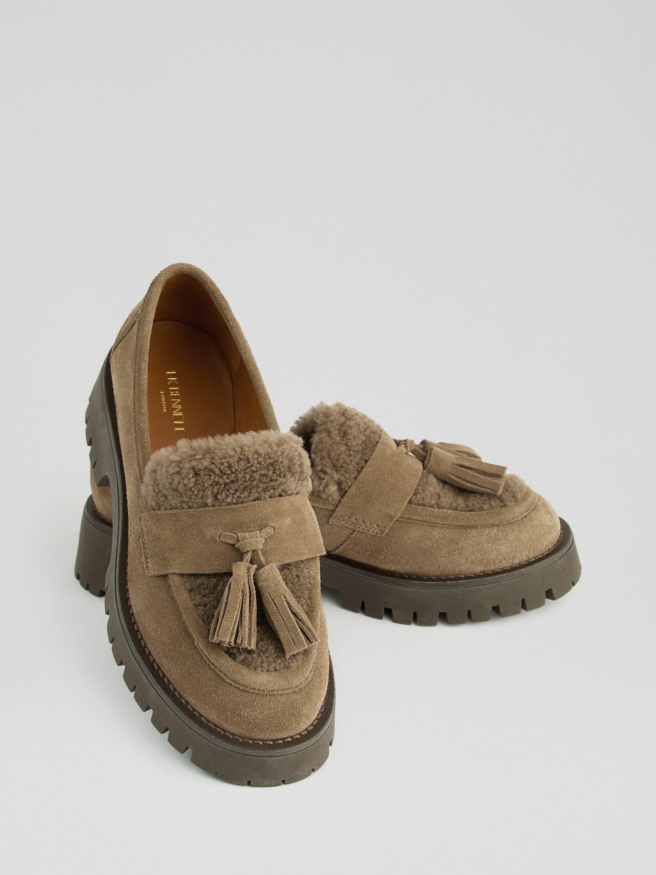 Product image 4 of 4, which shows L.K.Bennett Shirley Suede Loafers, Mushroom, 5