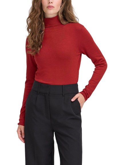 ICHI Mafa Roll Neck Jumper, Red Dahlia, Red Dahlia