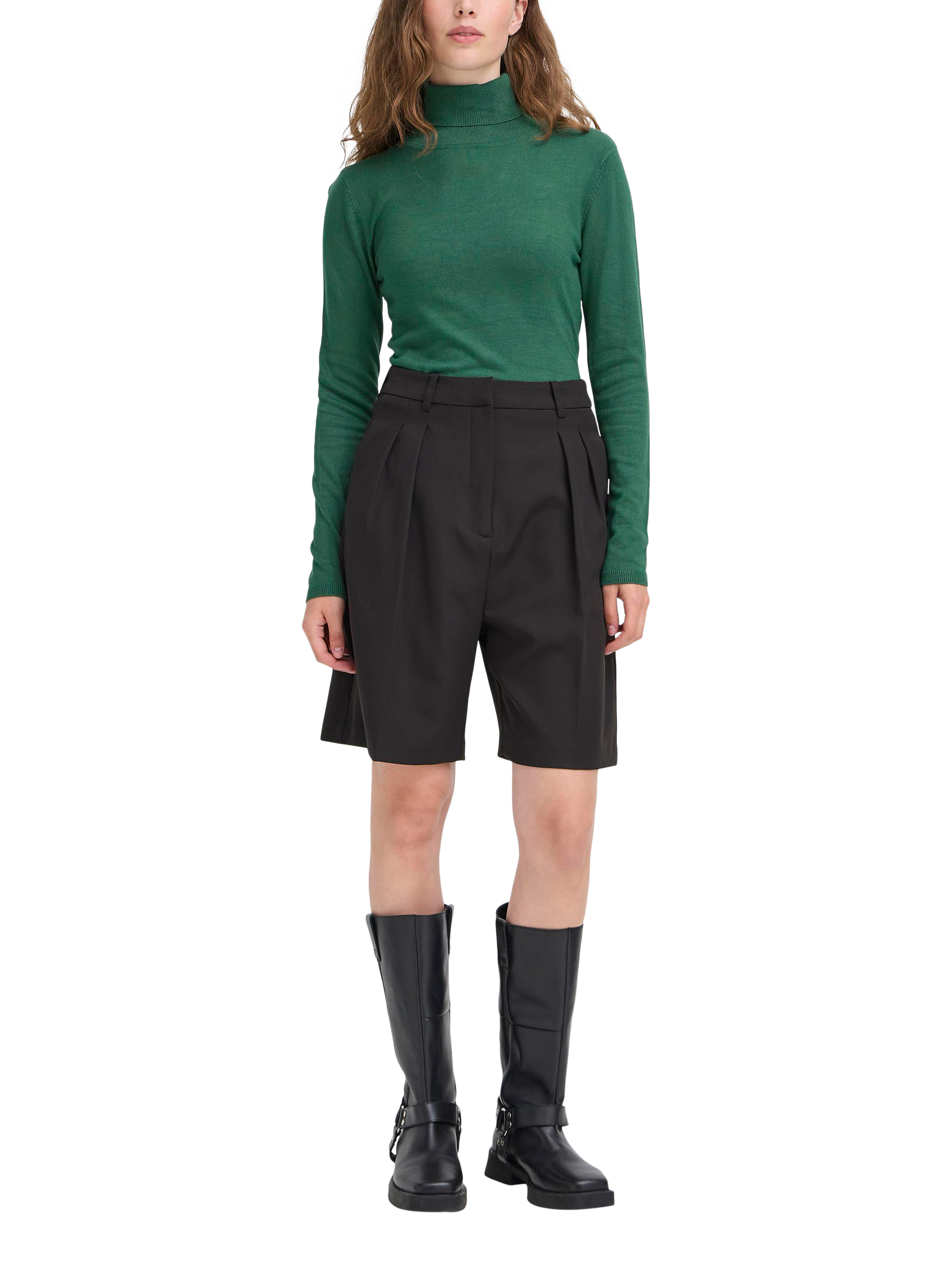 Product image 3 of 7, which shows ICHI Mafa Roll Neck Jumper, Pine Needle, XS