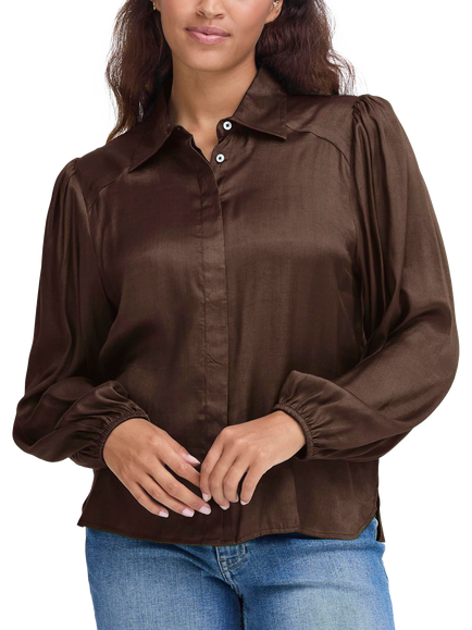 ICHI Colorada Long Sleeve Shirt, Coffee Bean, Coffee Bean