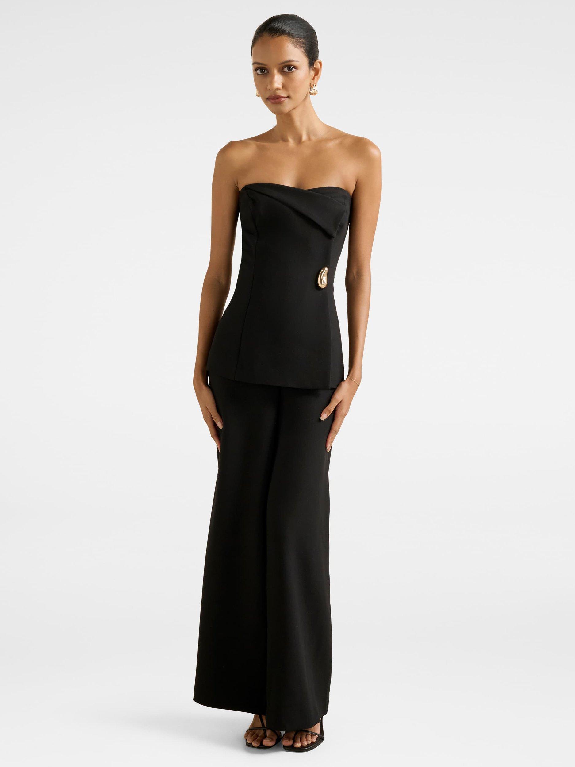 Product image 1 of 4, which shows Forever New Petite Joanna Strapless Jumpsuit, Black, 4