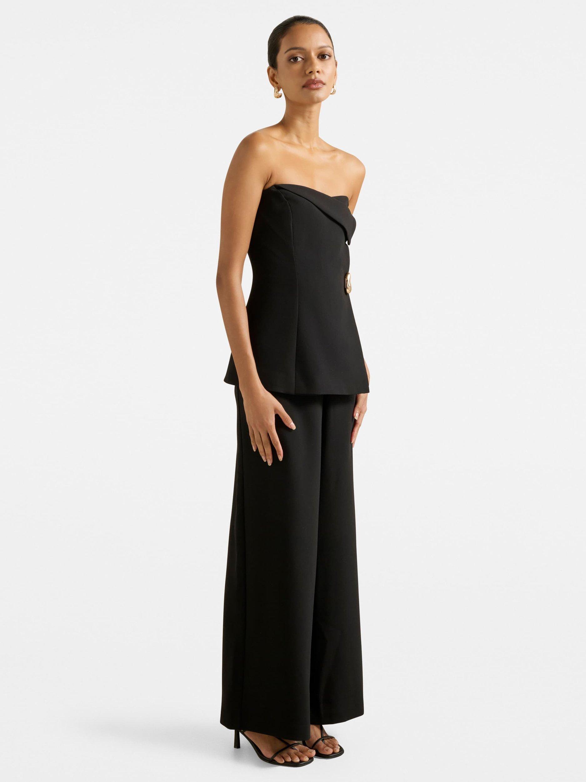 Product image 3 of 4, which shows Forever New Petite Joanna Strapless Jumpsuit, Black, 4