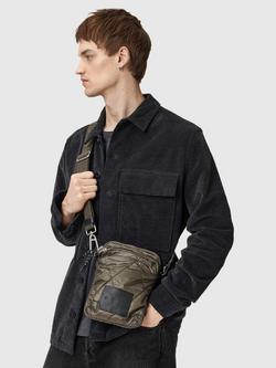 AllSaints Haven Quilted Crossbody Pouch Bag, Green - view 2, Green