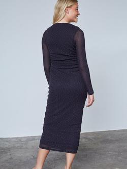 Sisters Point Esme Spot Midi Dress, Black/Silver - view 2, Black/Silver