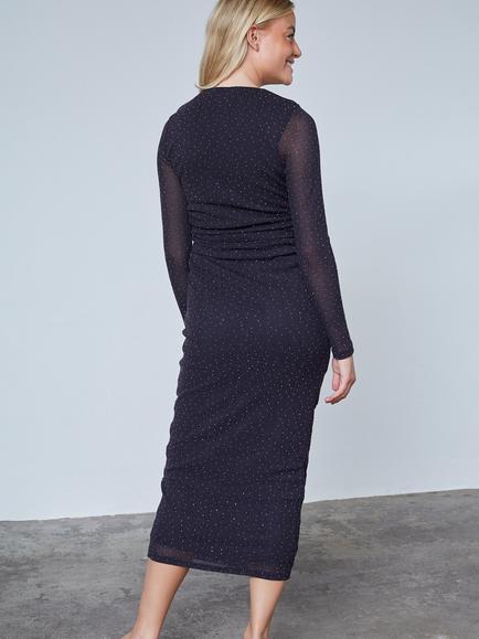 Sisters Point Esme Spot Midi Dress, Black/Silver - view 2, Black/Silver