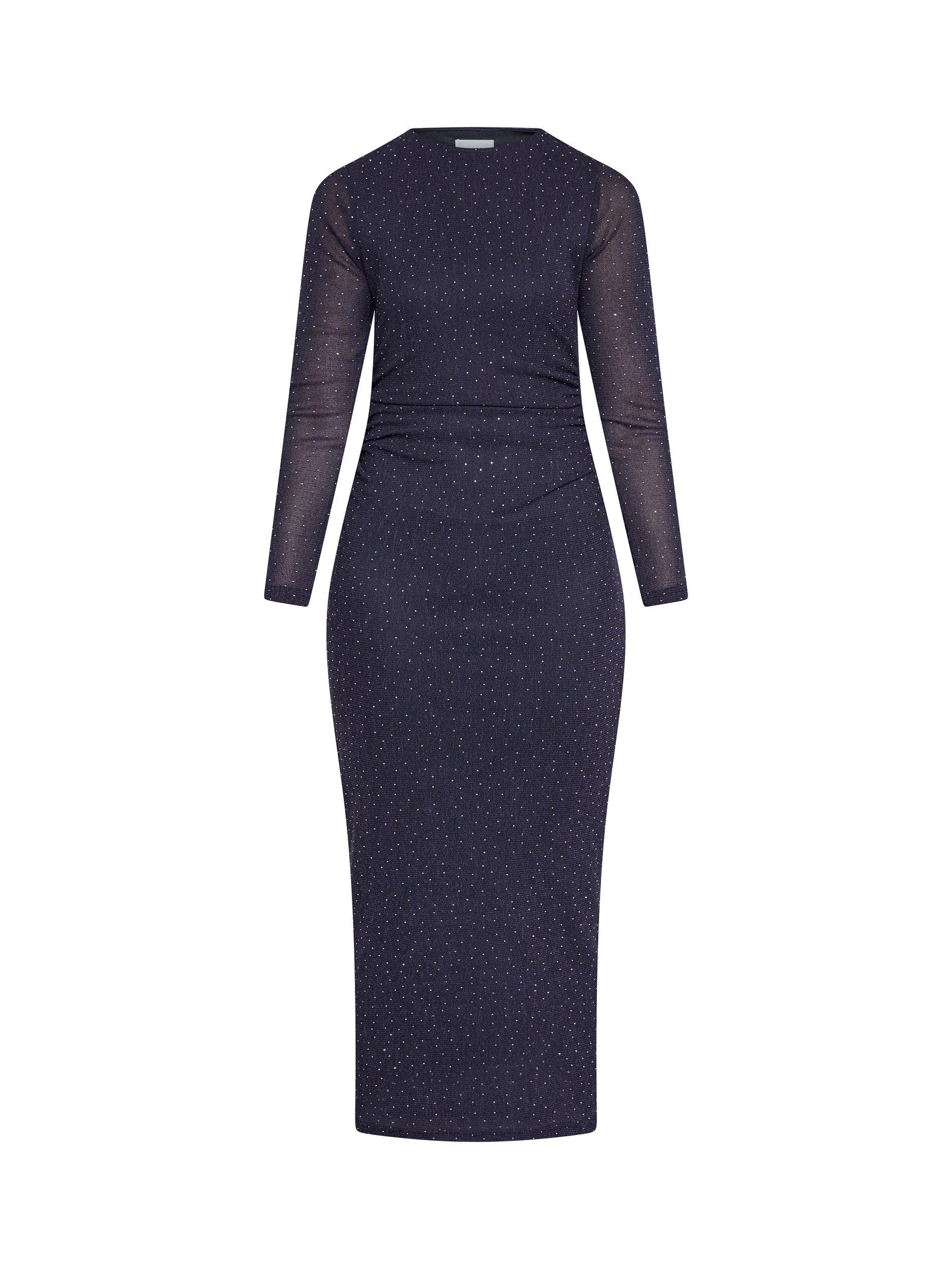 Product image 3 of 5, which shows Sisters Point Esme Spot Midi Dress, Black/Silver, S