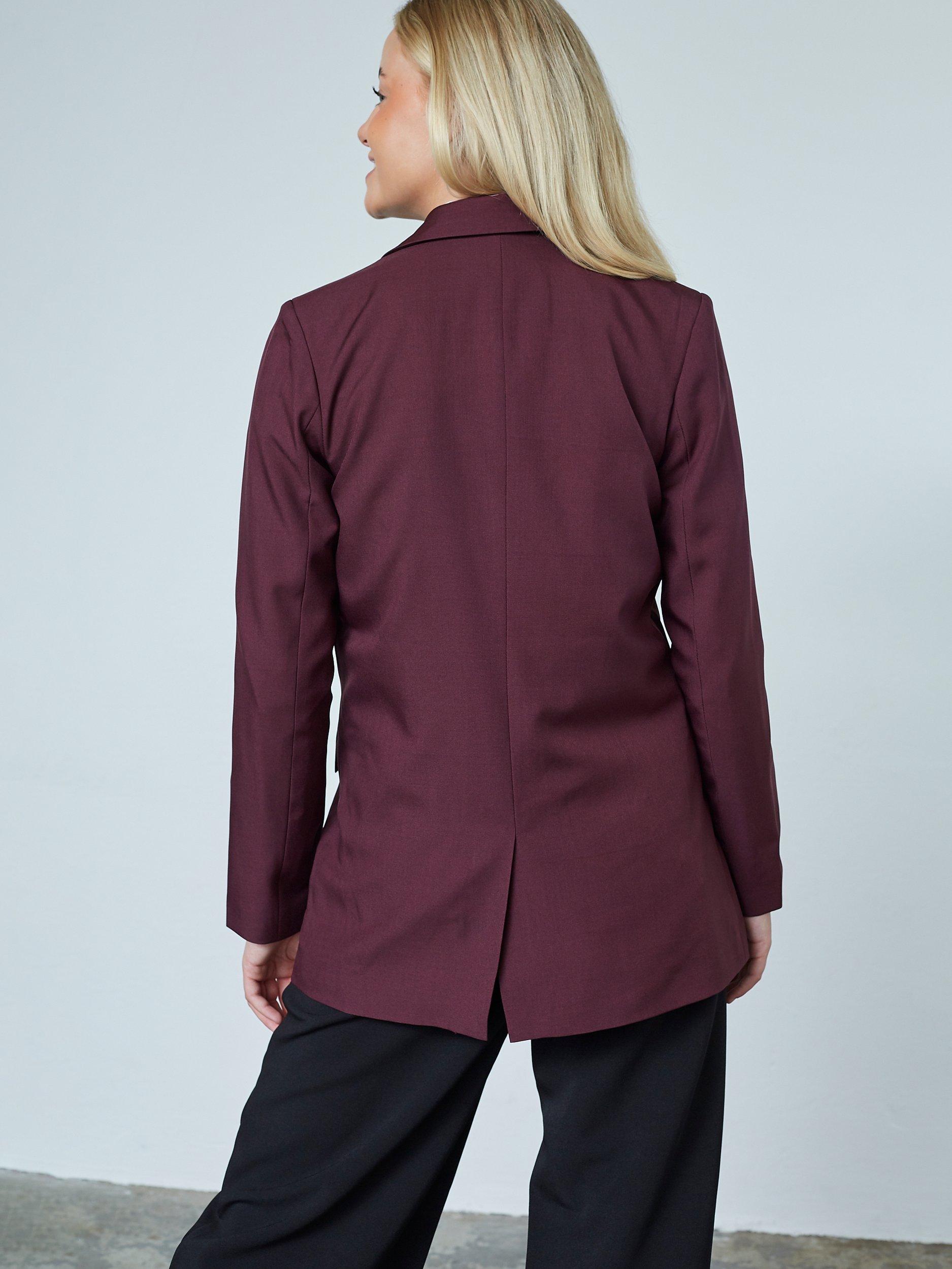 Product image 2 of 4, which shows Sisters Point Viksa Single Button Long Sleeve Blazer, Dark Bordeaux, S