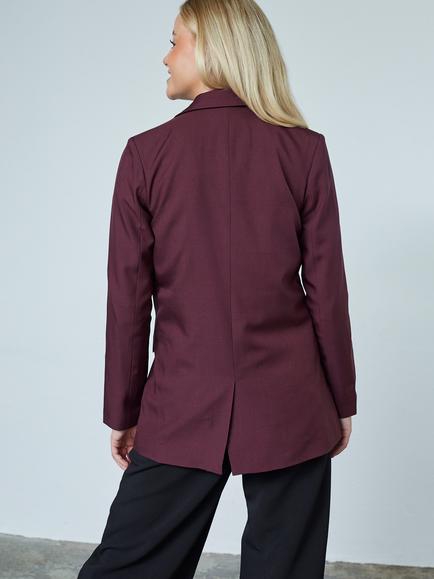 Sisters Point Viksa Single Button Long Sleeve Blazer - view 2, Dark Bordeaux