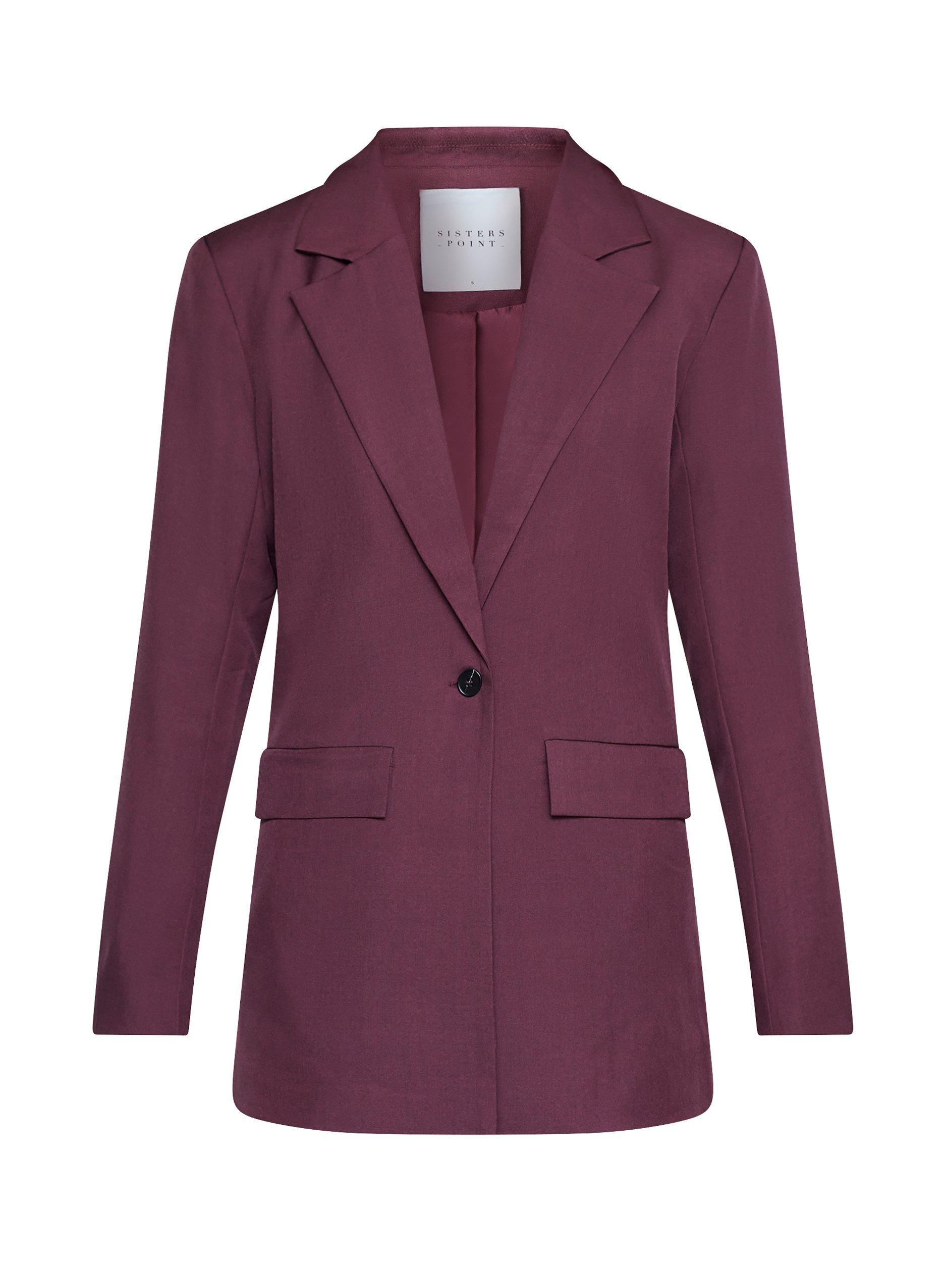 Product image 3 of 4, which shows Sisters Point Viksa Single Button Long Sleeve Blazer, Dark Bordeaux, S