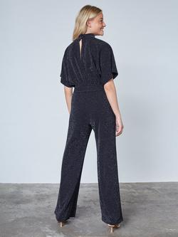 Sisters Point Girl Tailored Wide Leg Jumpsuit, Black/Silver - view 2, Black/Silver
