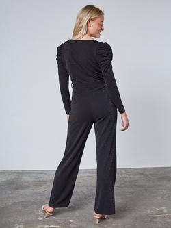 Sisters Point Egina Jersey Jumpsuit, Black/Silver - view 2, Black/Silver
