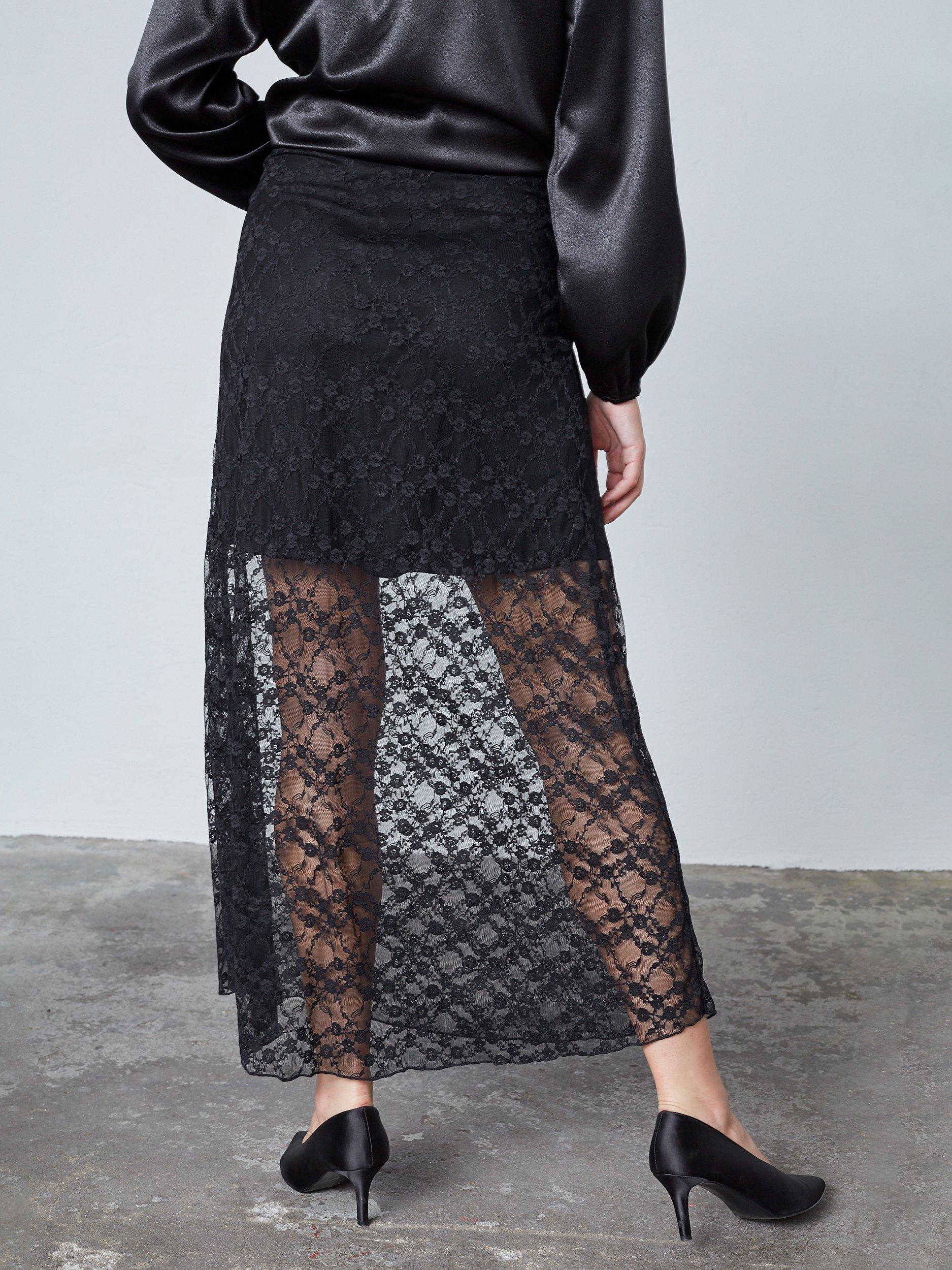 Product image 2 of 5, which shows Sisters Point Venga Lace Maxi Skirt, Black, M