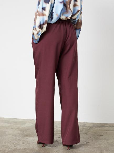 Sisters Point Viksa Wide Leg Elastic Waist Trousers - view 2, Dark Bordeaux