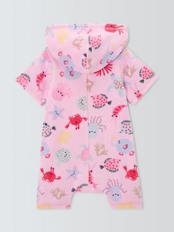 John Lewis Baby Under the Sea Towelling Romper, Pink - view 2, Pink