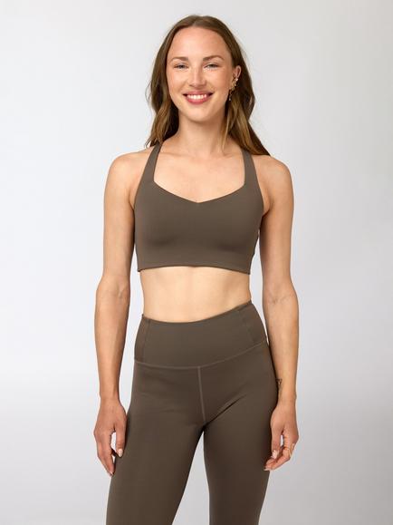 Girlfriend Collective Riley Sweetheart Neck Sports Bra, Mink, Mink