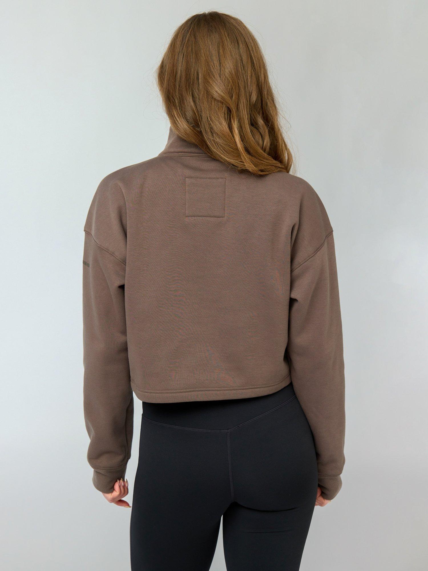 Product image 2 of 9, which shows Girlfriend Collective Vega Half Zip Sweatshirt, Mink, XS