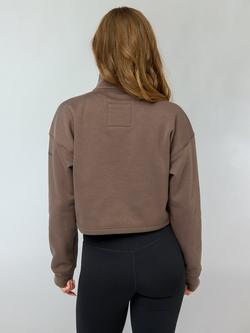 Girlfriend Collective Vega Half Zip Sweatshirt, Mink - view 2, Mink