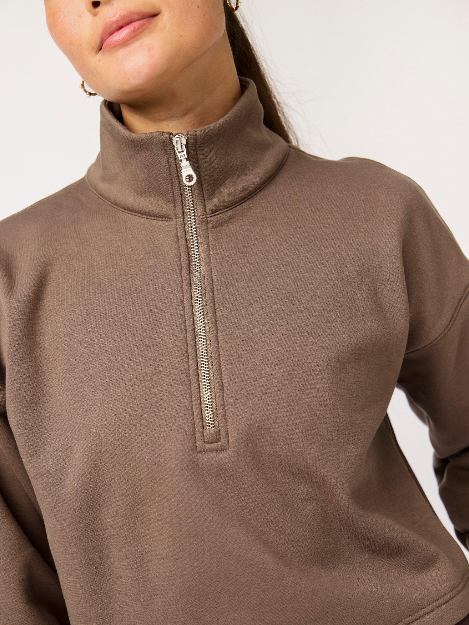 Product image 5 of 9, which shows Girlfriend Collective Vega Half Zip Sweatshirt, Mink, XS
