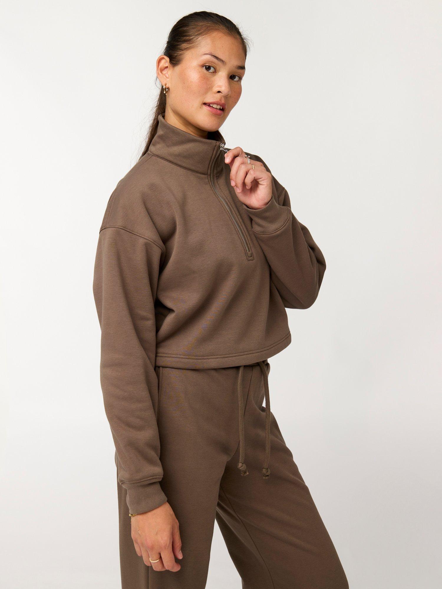Product image 6 of 9, which shows Girlfriend Collective Vega Half Zip Sweatshirt, Mink, XS