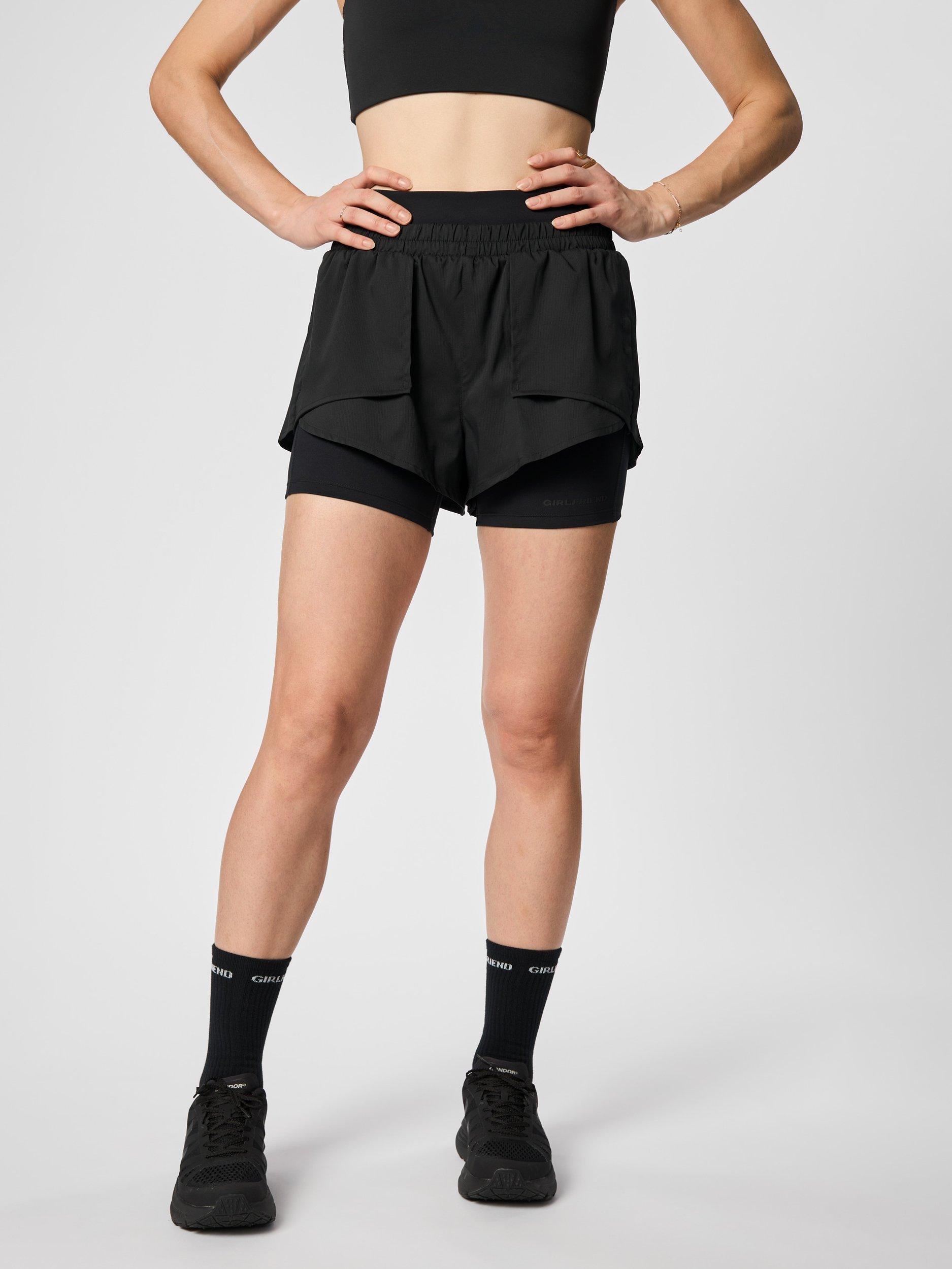 Product image 2 of 9, which shows Girlfriend Collective Fallon Trail Shorts, Black, XS
