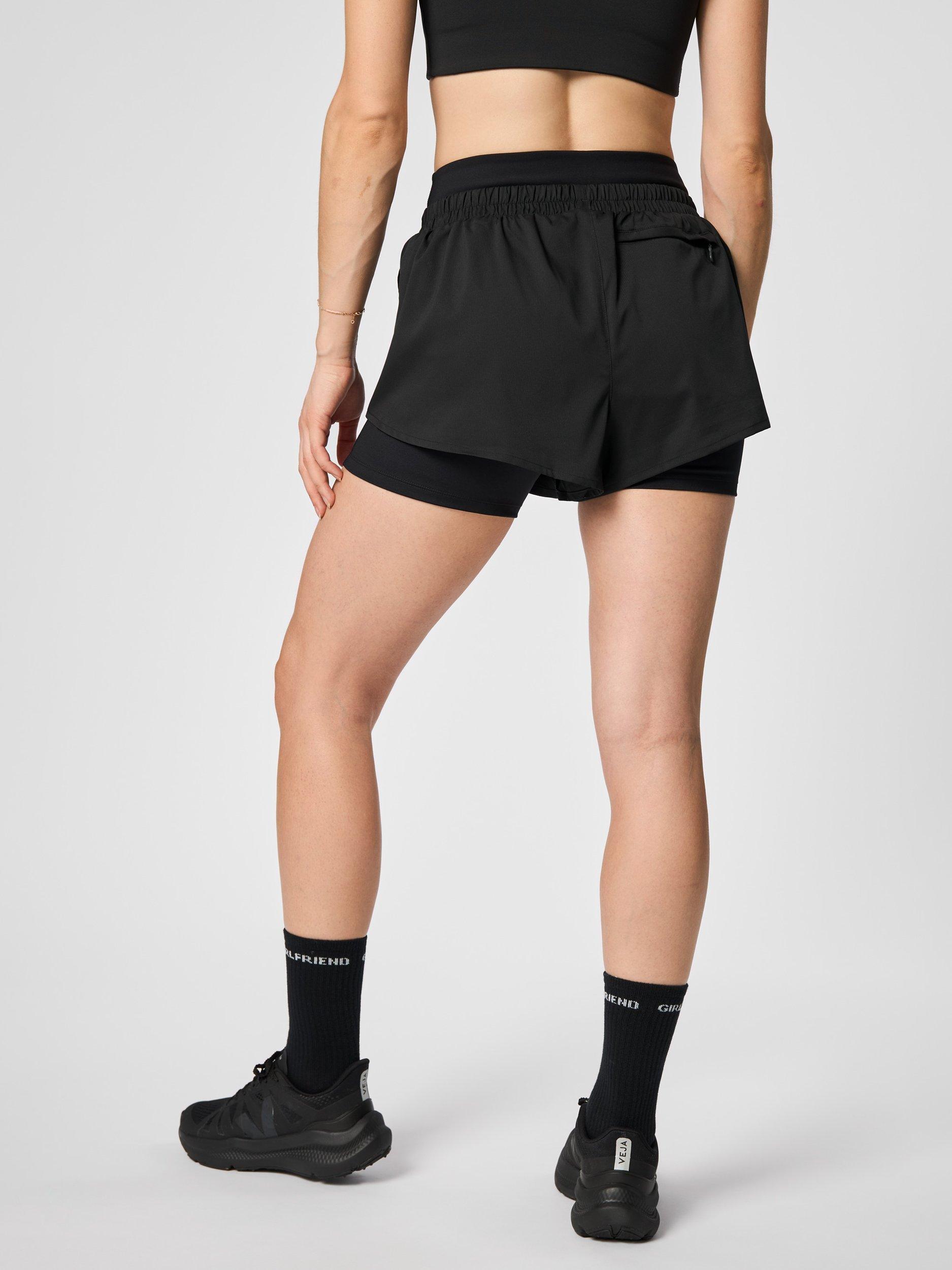 Product image 3 of 9, which shows Girlfriend Collective Fallon Trail Shorts, Black, XS