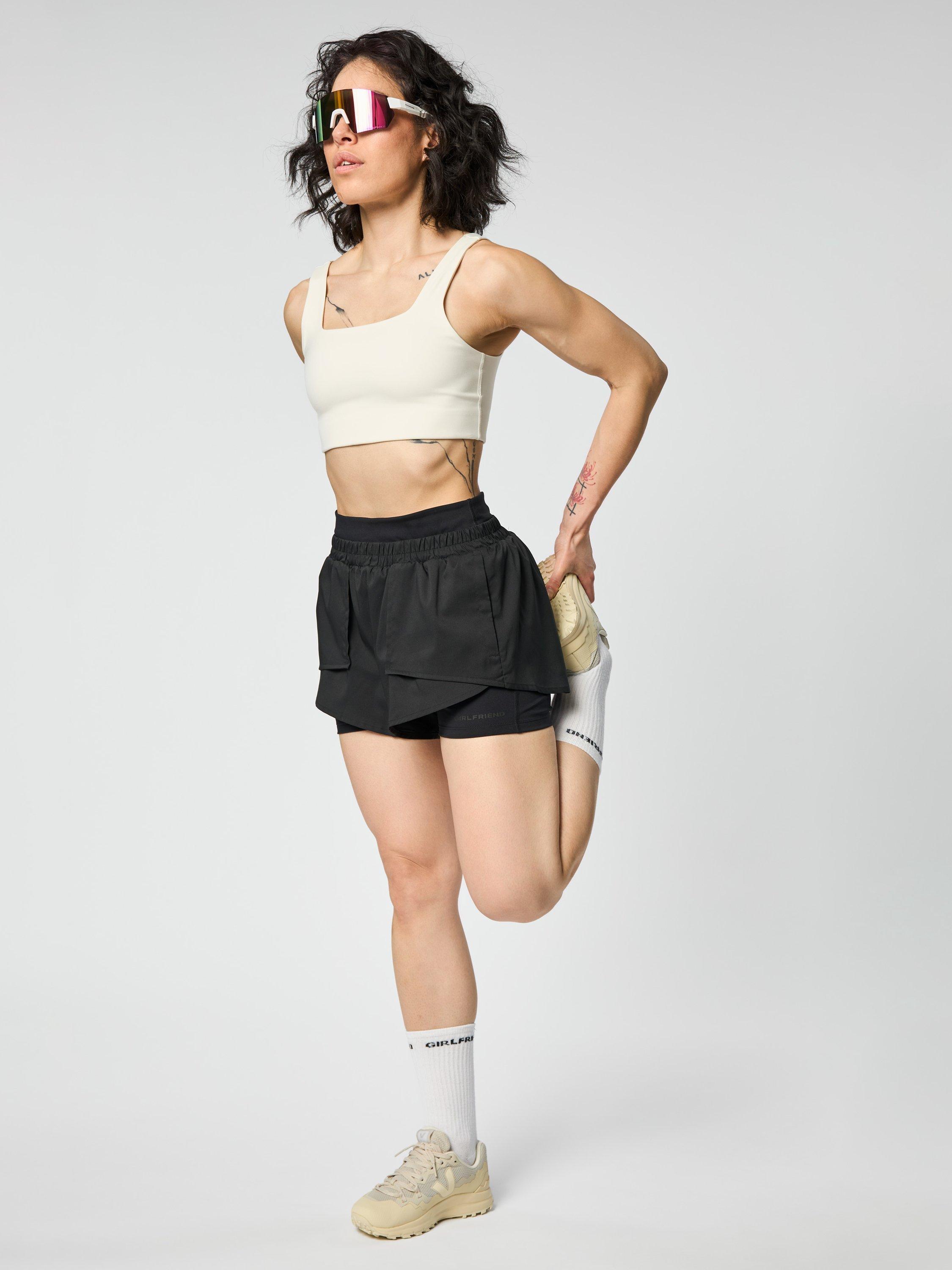 Product image 5 of 9, which shows Girlfriend Collective Fallon Trail Shorts, Black, XS