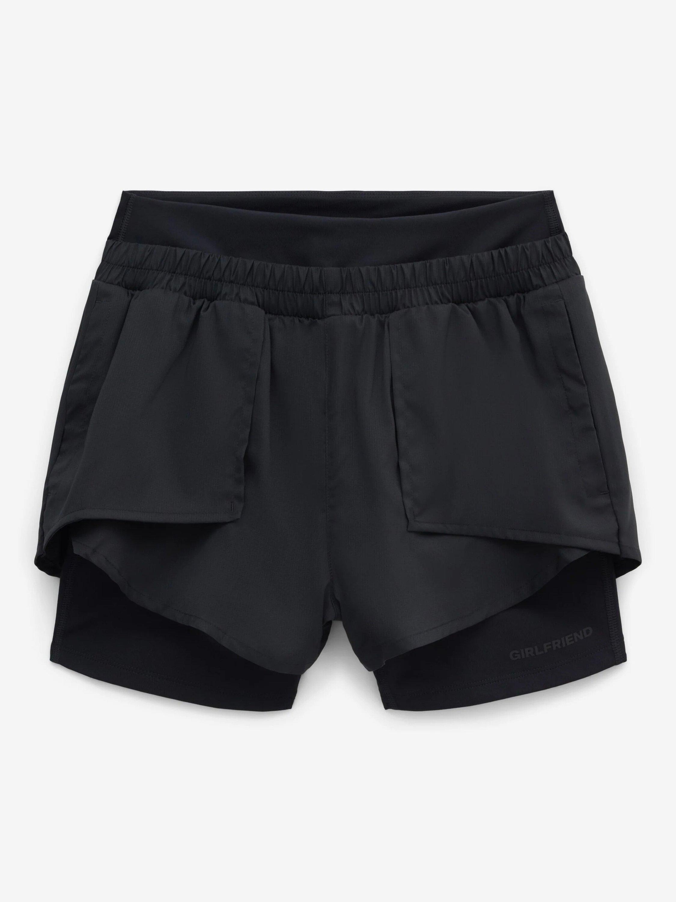 Product image 8 of 9, which shows Girlfriend Collective Fallon Trail Shorts, Black, XS