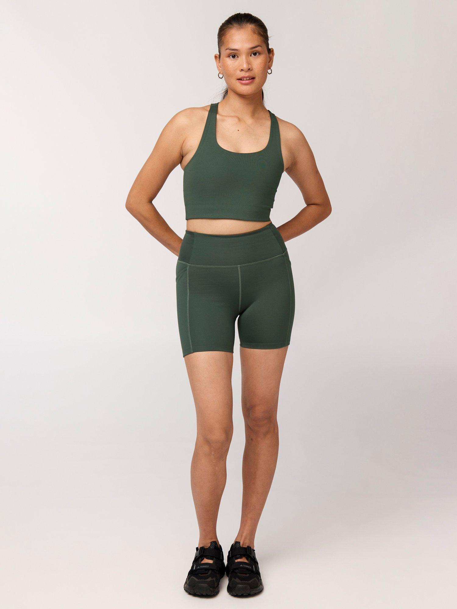 Product image 1 of 8, which shows Girlfriend Collective Pocket Running Shorts, Jungle, XS