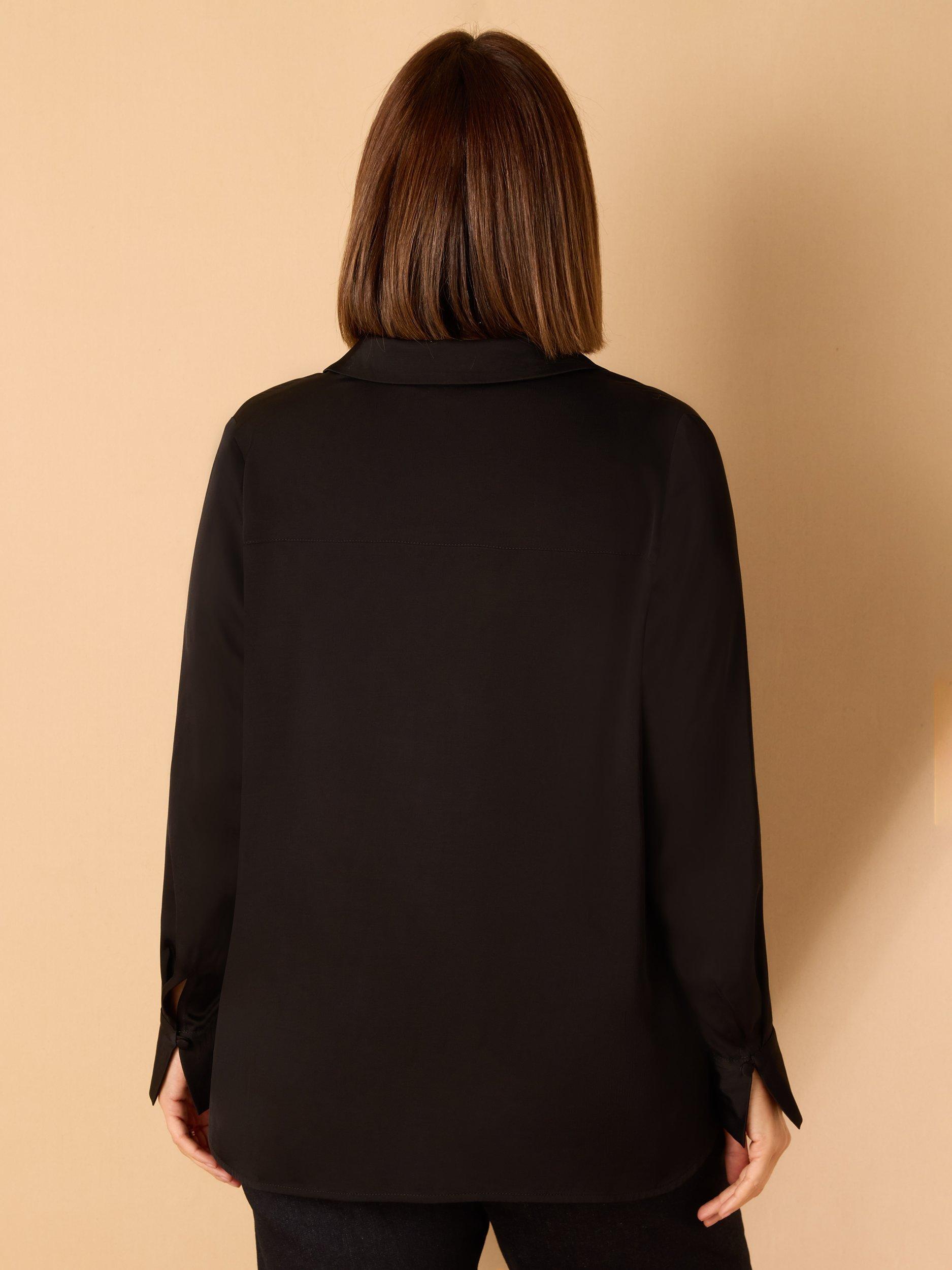 Product image 3 of 3, which shows Live Unlimited Curve V-Neck Collared Shirt, Black, 12