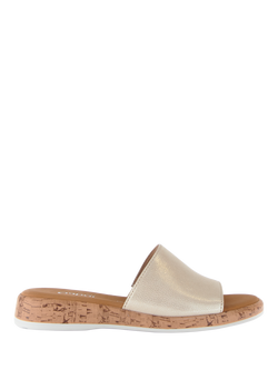 Gabor Oakwood Wide Fit Leather Mule Sandals, Gold, Gold