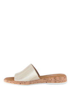 Gabor Oakwood Wide Fit Leather Mule Sandals, Gold - view 2, Gold