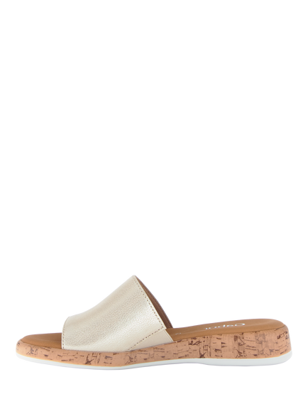 Gabor Oakwood Wide Fit Leather Mule Sandals, Gold - view 2, Gold