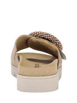 Gabor Everly Suede Buckle Detail Mule Sandals, Sand - view 2, Sand