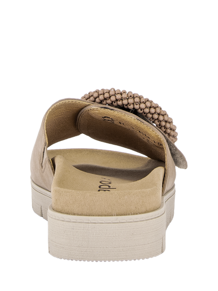 Gabor Everly Suede Buckle Detail Mule Sandals, Sand - view 2, Sand