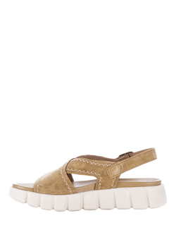 Gabor Tingle Wide Fit Suede Cross Strap Mule Sandals, Walnut - view 2, Walnut