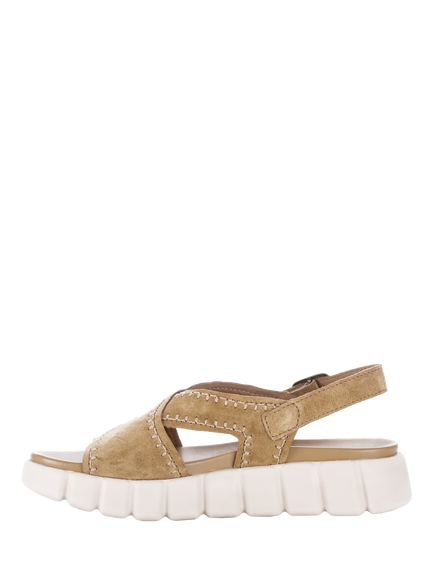 Gabor Tangle Wide Fit Suede Cross Strap Mule Sandals, Walnut - view 2, Walnut