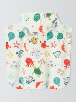 John Lewis Baby Under the Sea Hooded Towel Poncho, White Multi - view 2, White Multi