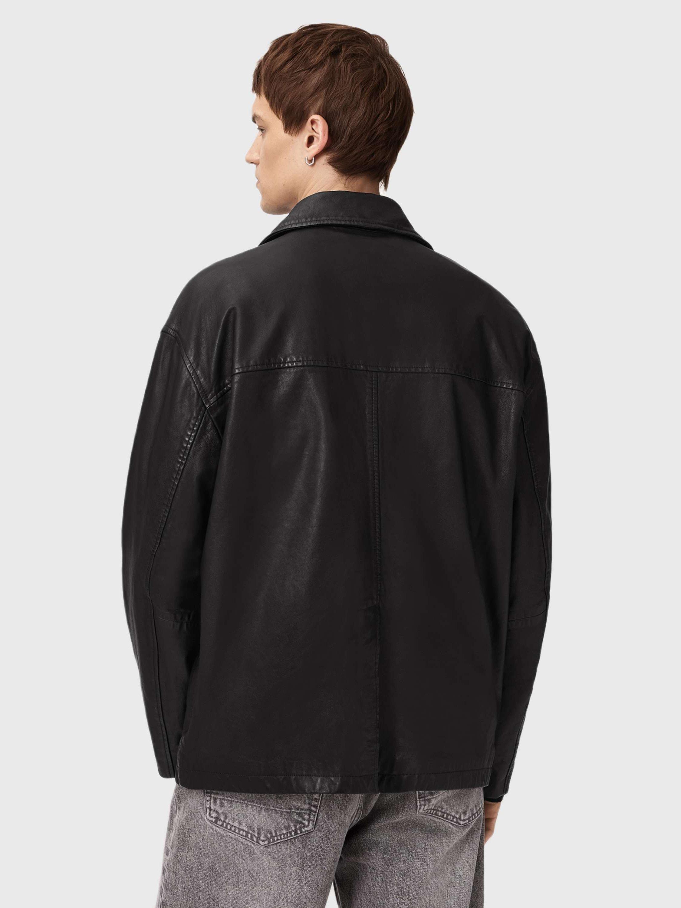Product image 2 of 7, which shows AllSaints Bradwell Leather Jacket, Black, L